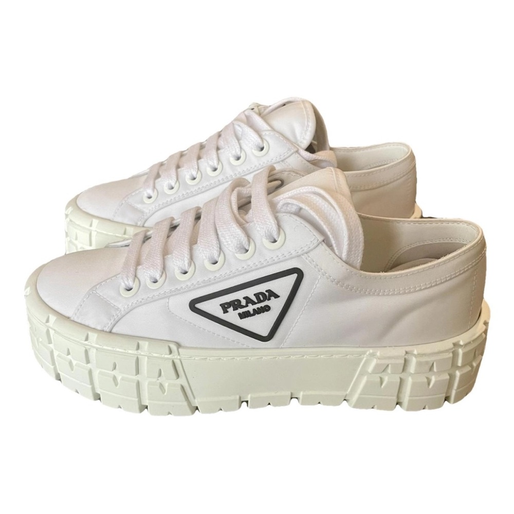 Prada double wheel trainer sneakers white 37